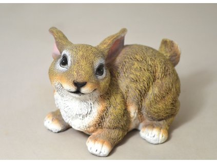 Zajíc poly usměvavý hnědý 15x10cm