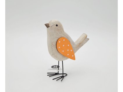 Ptáček dřevo na nožkách 14x5x15cm bílý