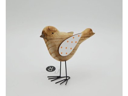 Ptáček dřevo na nožkách 14x5x15cm žlutý