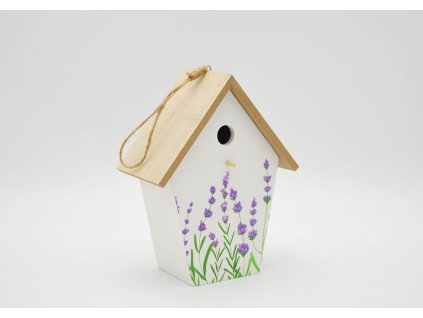 Ptačí budka levandule 13,5x8,5x18cm bílá