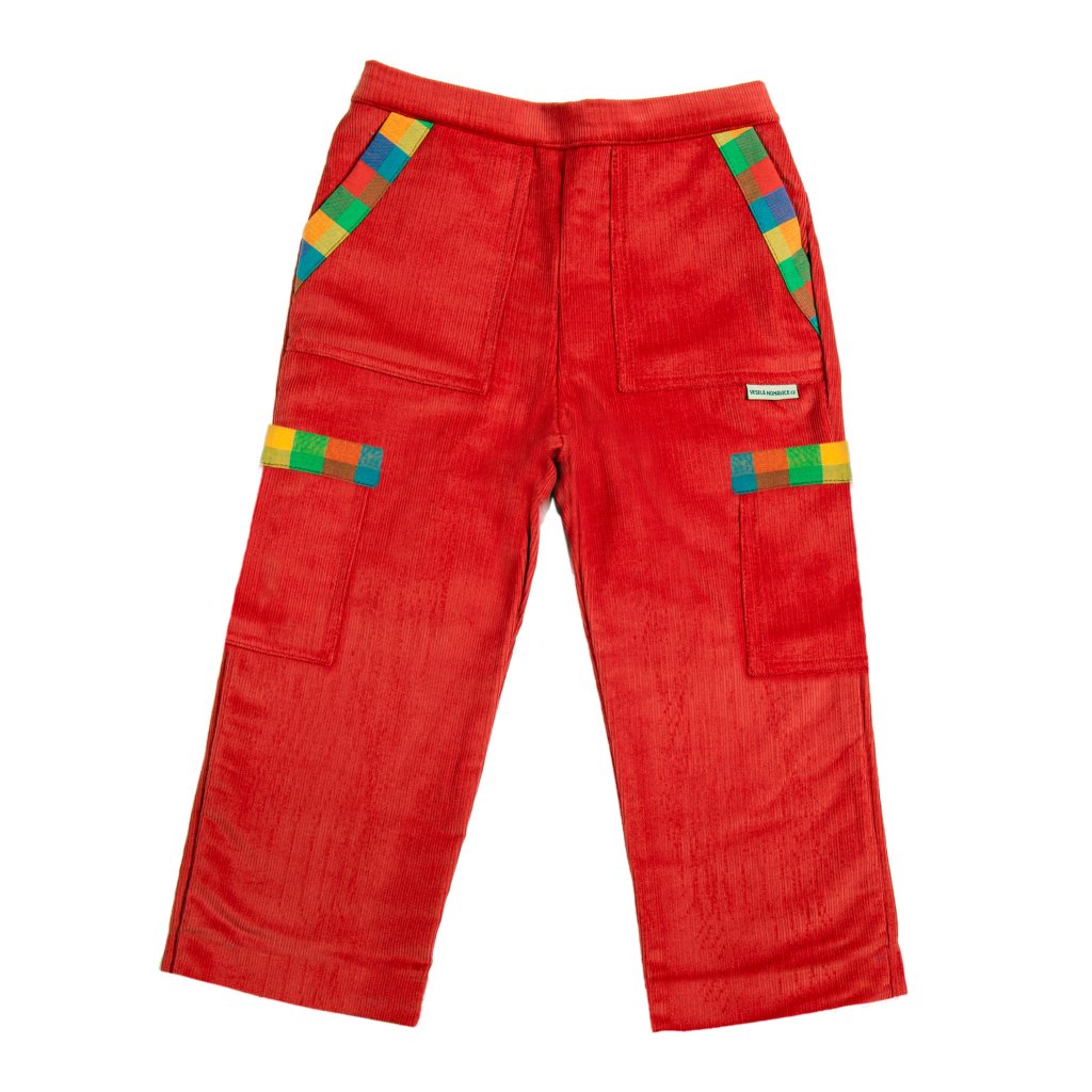 Dětské manšestrové kalhoty červené