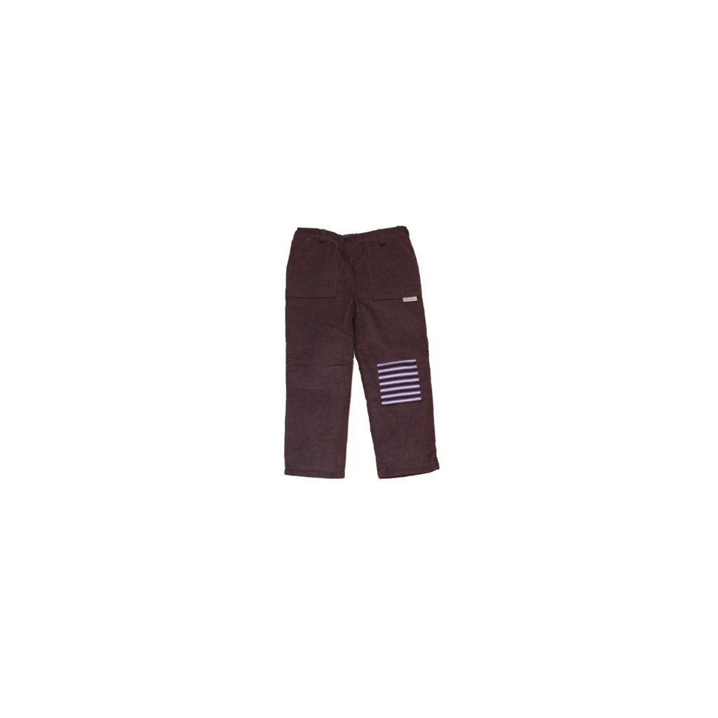 Dětské manšestrové kalhoty se záplatou zateplené tmavě fialové
