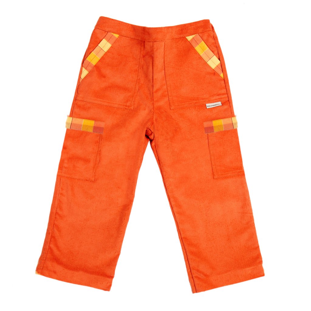 Dětské manšestrové kalhoty zateplené oranžové