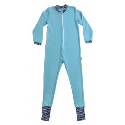 Detsky Spaci Overal Pyzamo Bavlneny S Tapickami Tyrkysovy