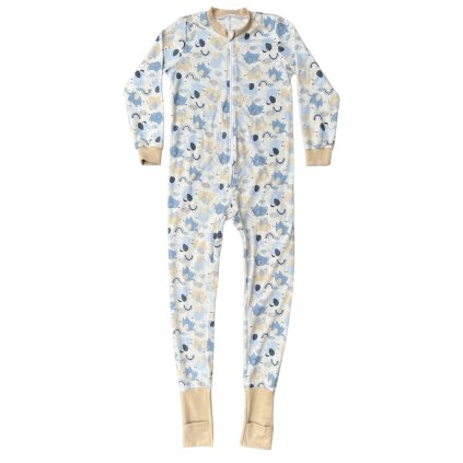 Detsky Spaci Overal Pyzamo S Tapickami Bavlna Slonik