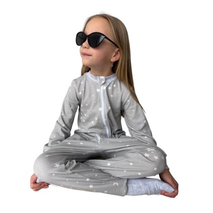 Detsky Spaci Overal Pyzamo S Tapickami Hvezdy Sedy