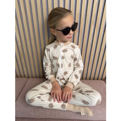 Dětské pyžamo overal s ťapičkami Ježci