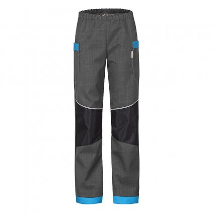 Dětské softshellové kalhoty jaro až podzim šedo-světle modré