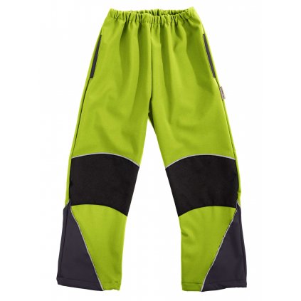 Dětské softshellové kalhoty celoroční zeleno-šedé