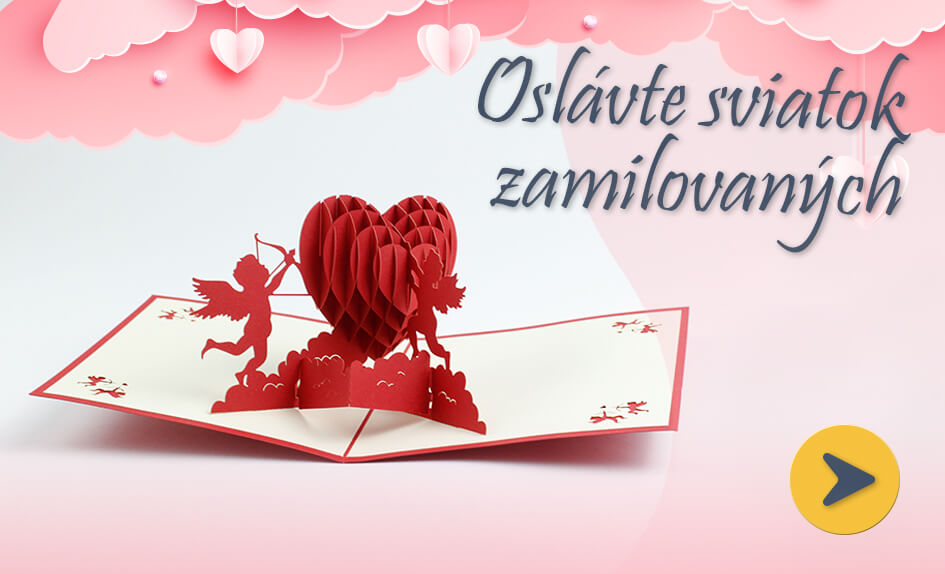 3D prianie k sviatku zamilovaných - červené srdce a anjelik