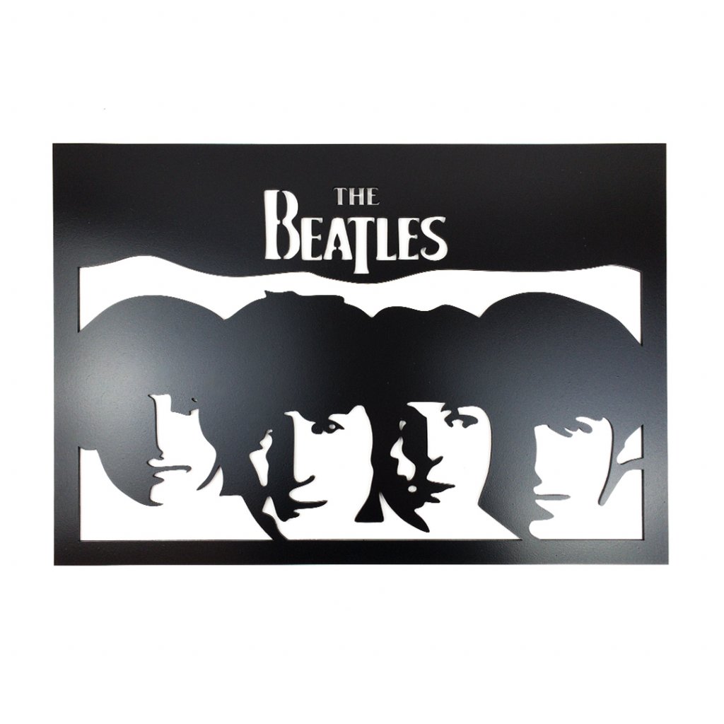 Drevená nástenná dekorácia The Beatles čierna