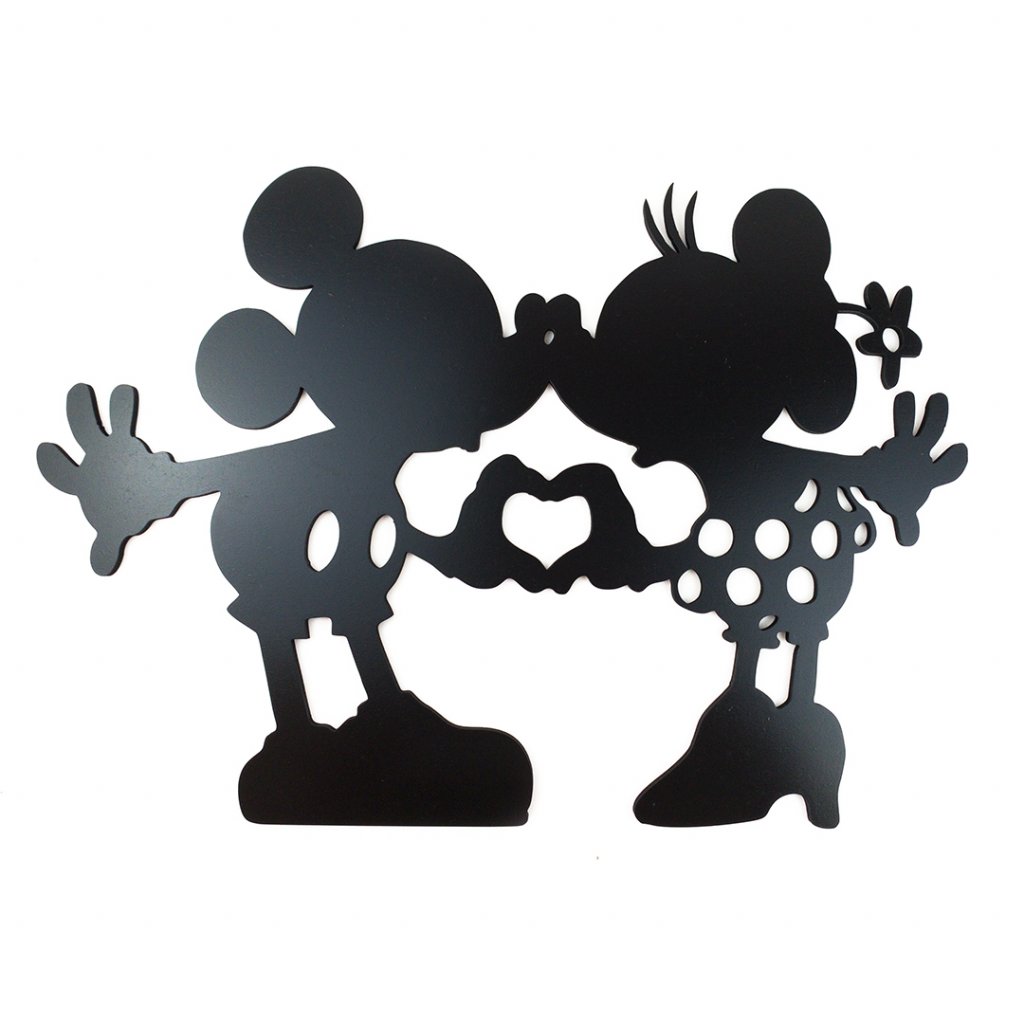 Drevená nástenná dekorácia Mickey a Minnie čierne