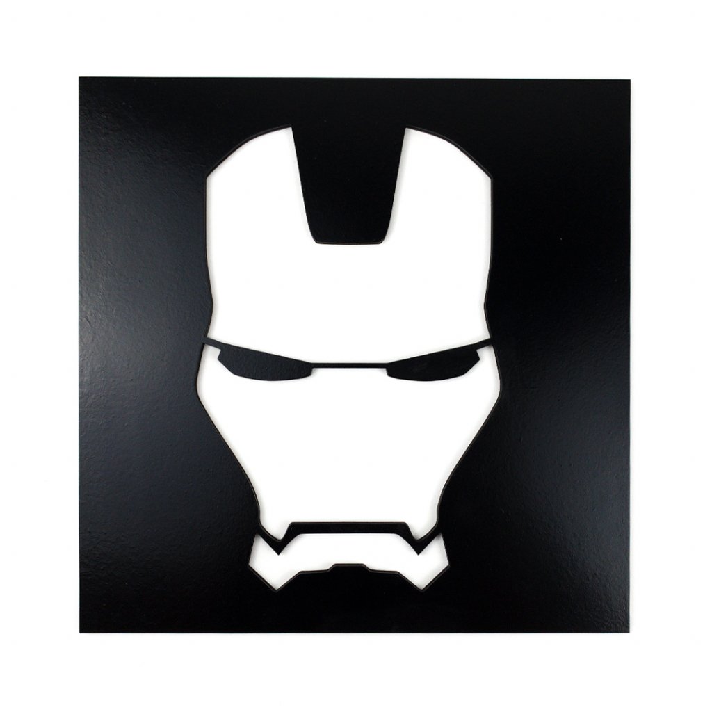 Drevená nástenná dekorácia Maska Iron Man čierna