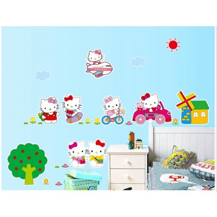 Samolepka na stenu Hello Kitty na výlete