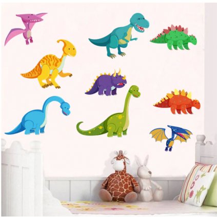Samolepka na stenu Farební Dinosaury