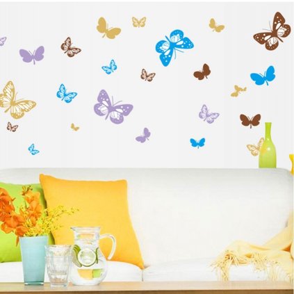 Samolepka na stenu Farebné motýliky