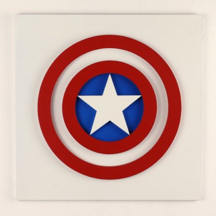 Drevená nástenná dekorácia znak Kapitán Amerika
