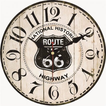 Drevené nástenné hodiny Route 66|Veselastena.sk