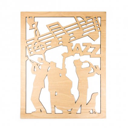 Drevená nástenná dekorácia Jazzová kapela