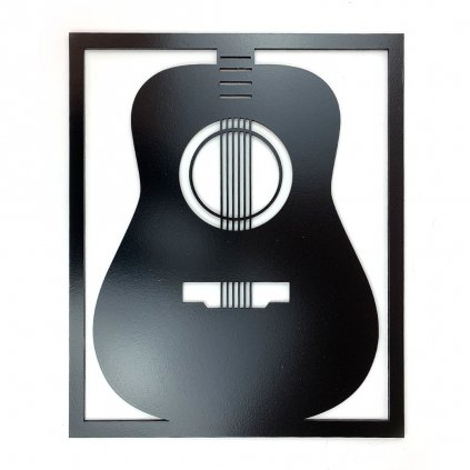 Drevená nástenná dekorácia Klasická gitara čierna