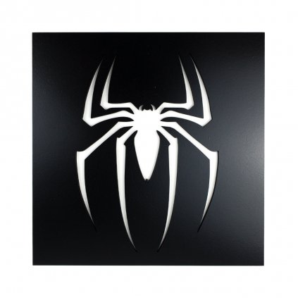 Drevená nástenná dekorácia Znak Spiderman čierny