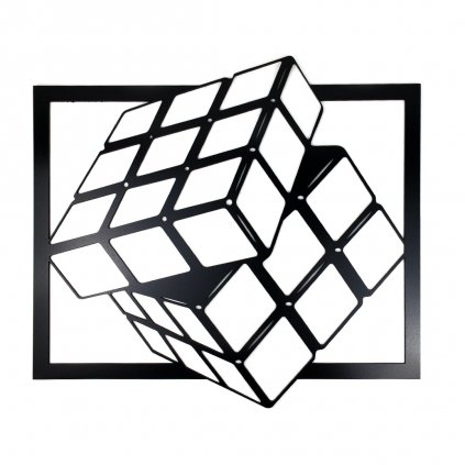 Drevená nástenná dekorácia Rubikova kocka čierna
