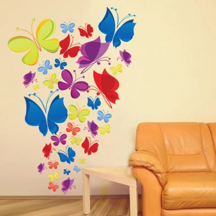 Samolepka na stenu Kŕdeľ motýľov