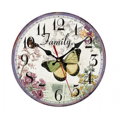 Drevené nástenné hodiny Motýľ