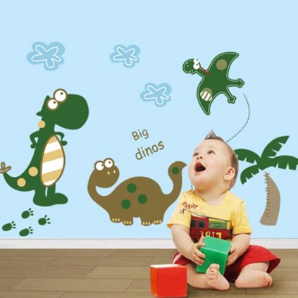 Detská samolepka na stenu – Roztomilé kreslené dinosaury | Veselá Stena