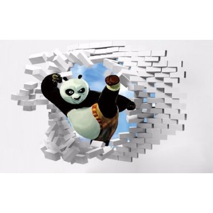 Detská samolepka na stenu – Kung-Fu Panda prerážajúca stenu | Veselá Stena