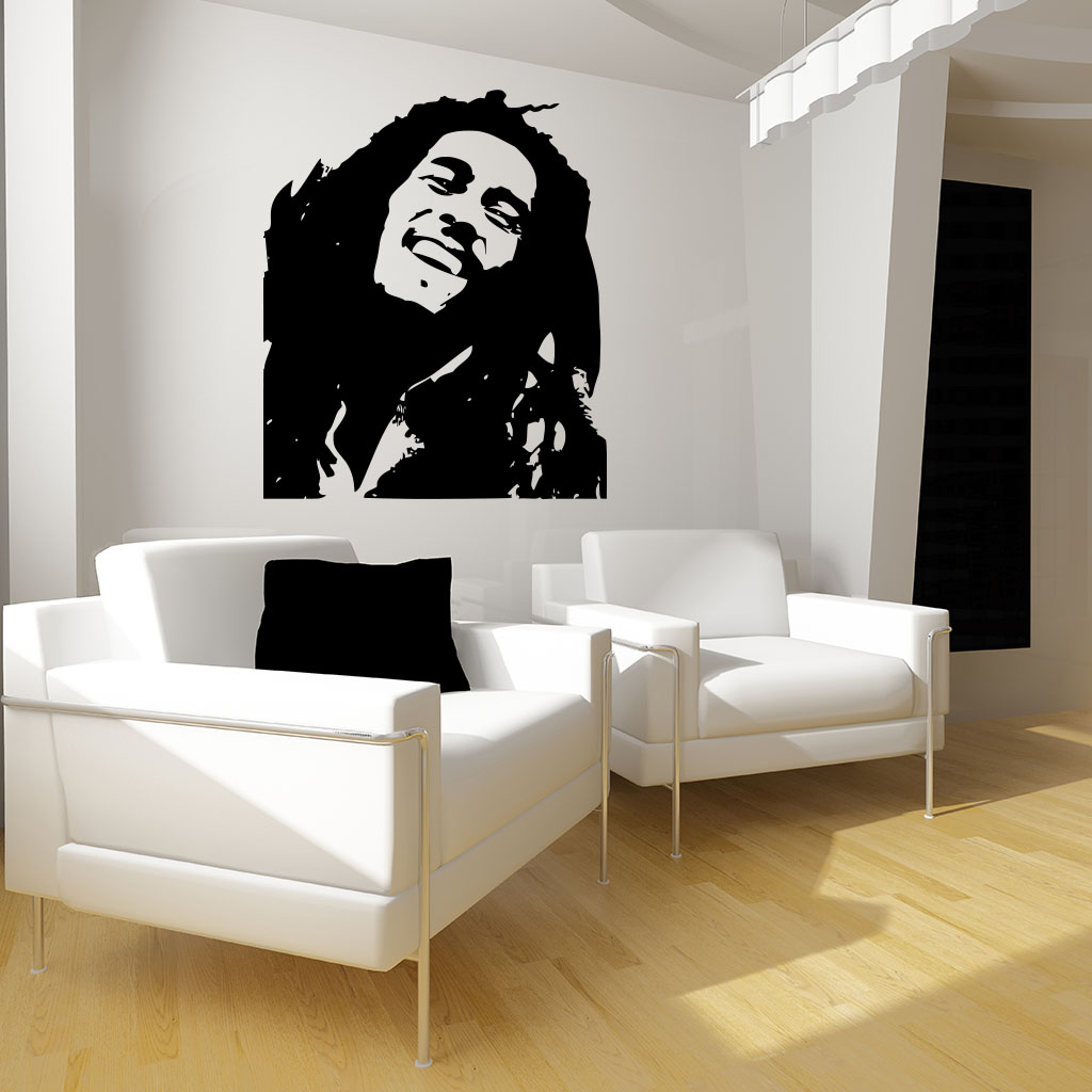 Samolepka Portrét Bob Marley Farba: černá, Veľkosť: 100 x 84 cm