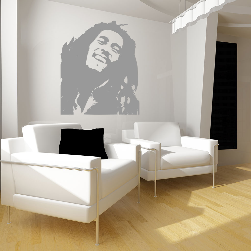 Samolepka Portrét Bob Marley Farba: šedá, Veľkosť: 100 x 84 cm