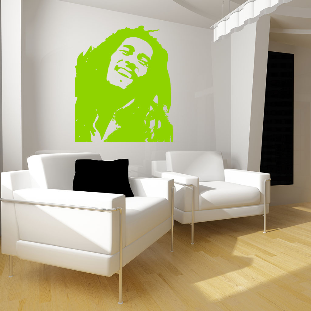 Samolepka Portrét Bob Marley Farba: zelená, Veľkosť: 100 x 84 cm