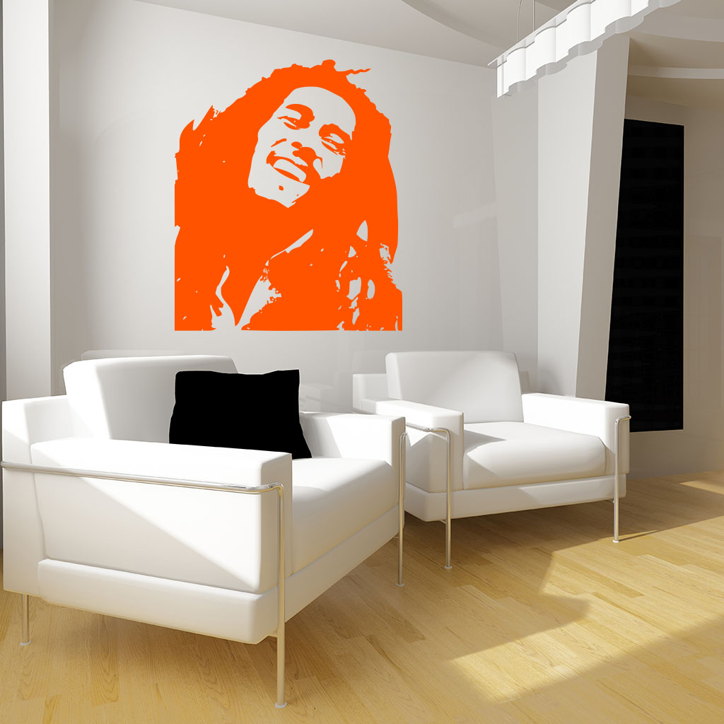 Samolepka Portrét Bob Marley Farba: oranžová, Veľkosť: 60 x 50 cm