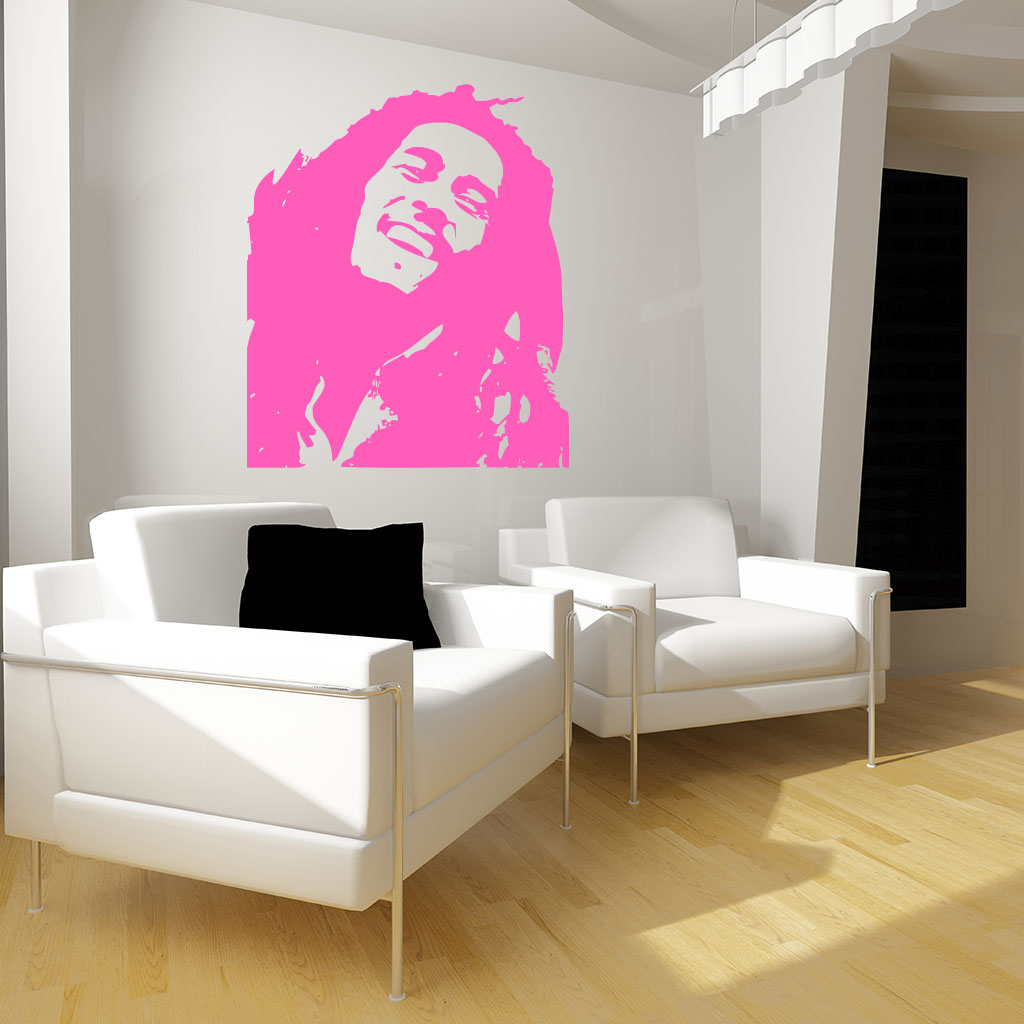 Samolepka Portrét Bob Marley Farba: růžová, Veľkosť: 100 x 84 cm