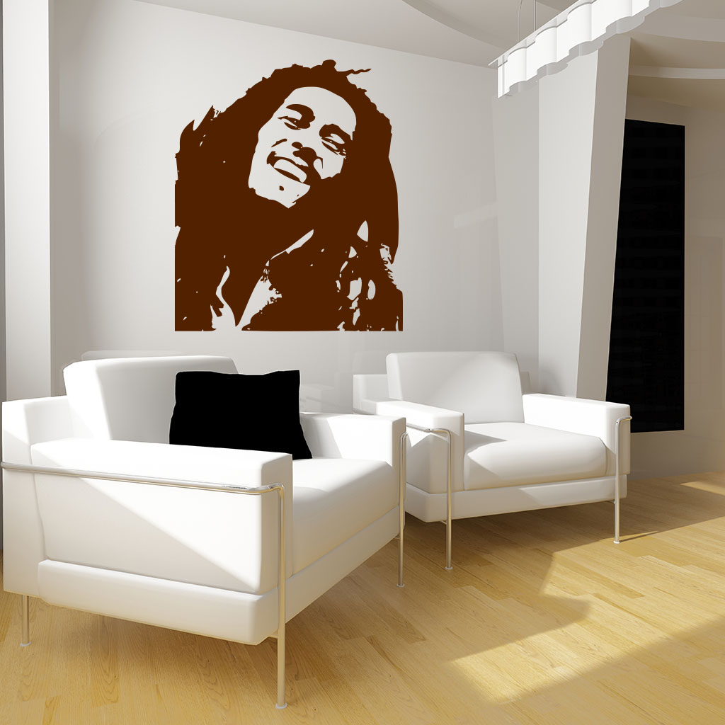 Samolepka Portrét Bob Marley Farba: hnědá, Veľkosť: 100 x 84 cm