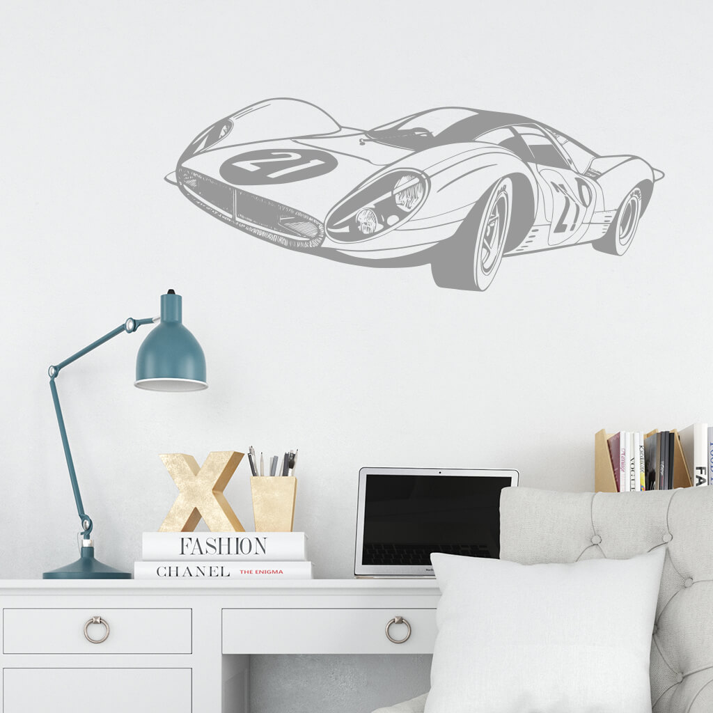 Samolepka Pretekársky automobil Farba: šedá, Veľkosť: 60 x 22 cm