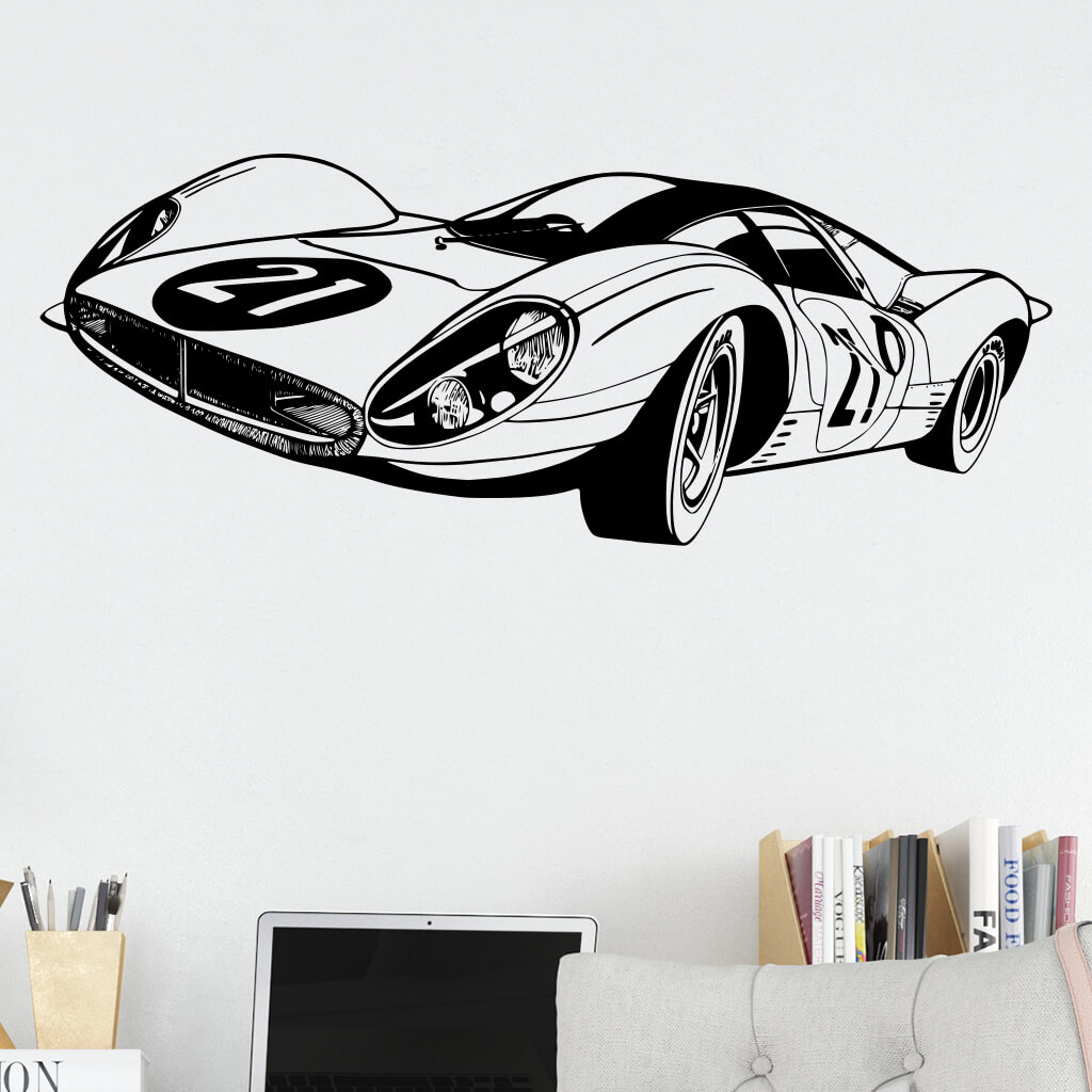 Samolepka Pretekársky automobil Farba: černá, Veľkosť: 60 x 22 cm
