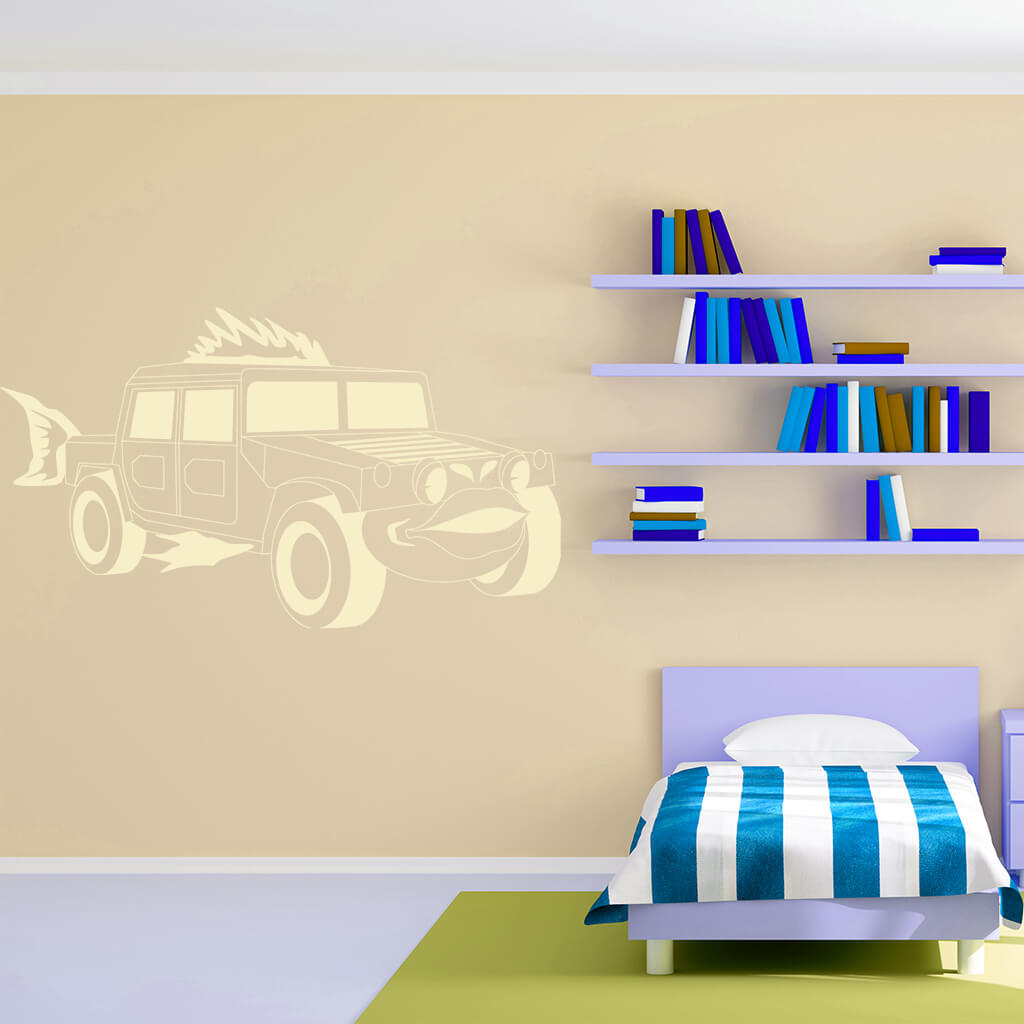 Samolepka Detské autíčko Jeep Farba: béžová, Veľkosť: 100 x 58 cm