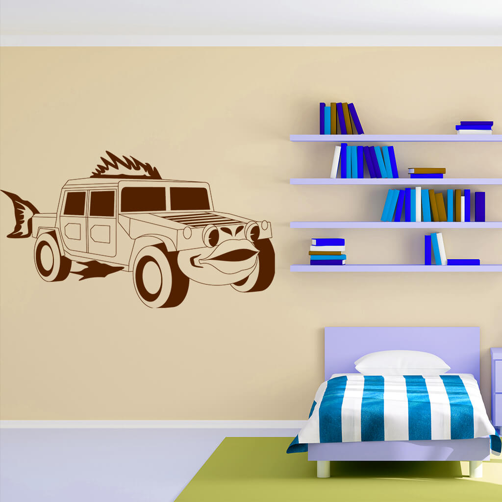 Samolepka Detské autíčko Jeep Farba: hnědá, Veľkosť: 40 x 23 cm