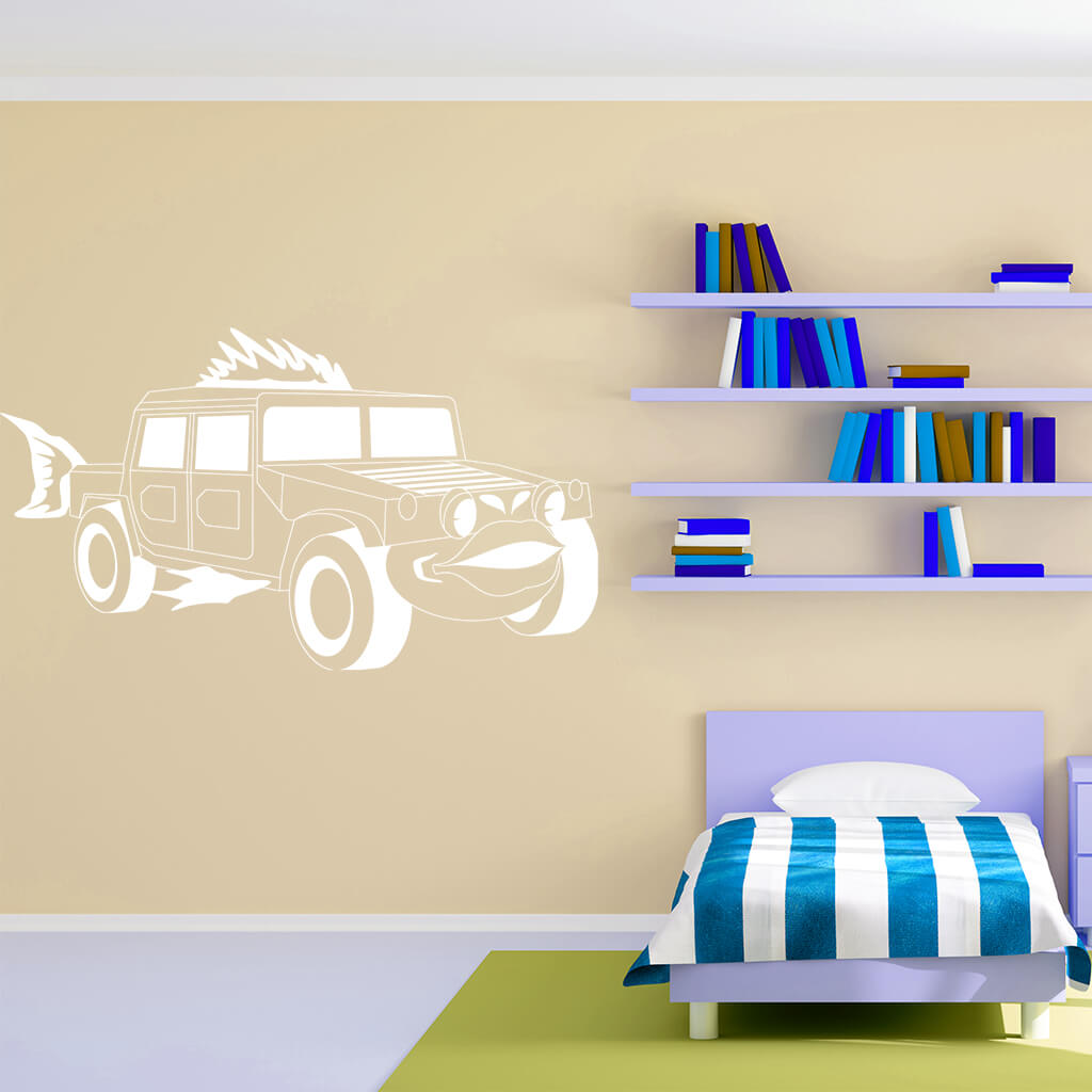 Samolepka Detské autíčko Jeep Farba: bílá, Veľkosť: 40 x 23 cm