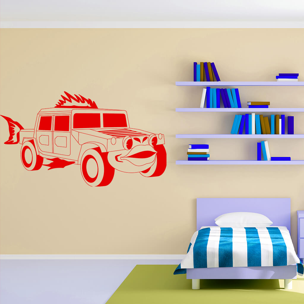 Samolepka Detské autíčko Jeep Farba: červená, Veľkosť: 100 x 58 cm