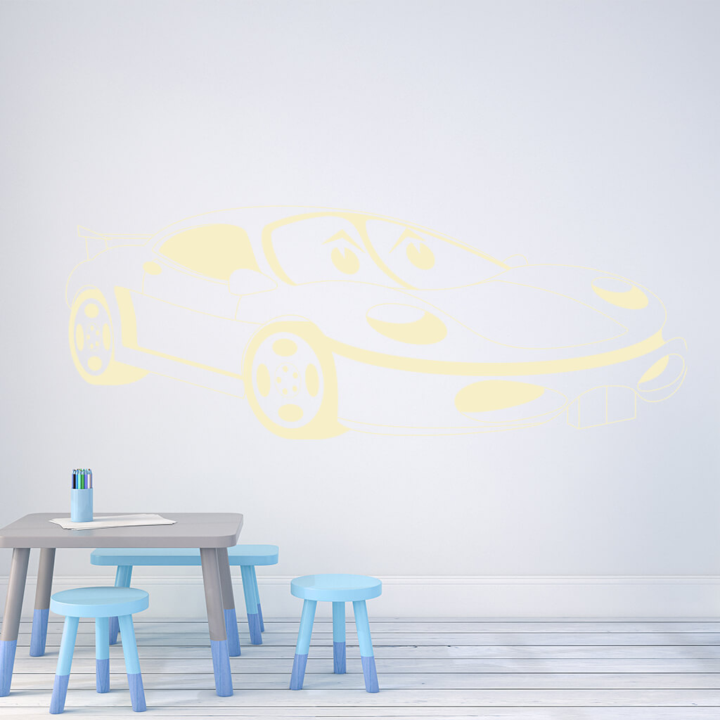 Samolepka Detské autíčko Porsche Farba: béžová, Veľkosť: 100 x 44 cm