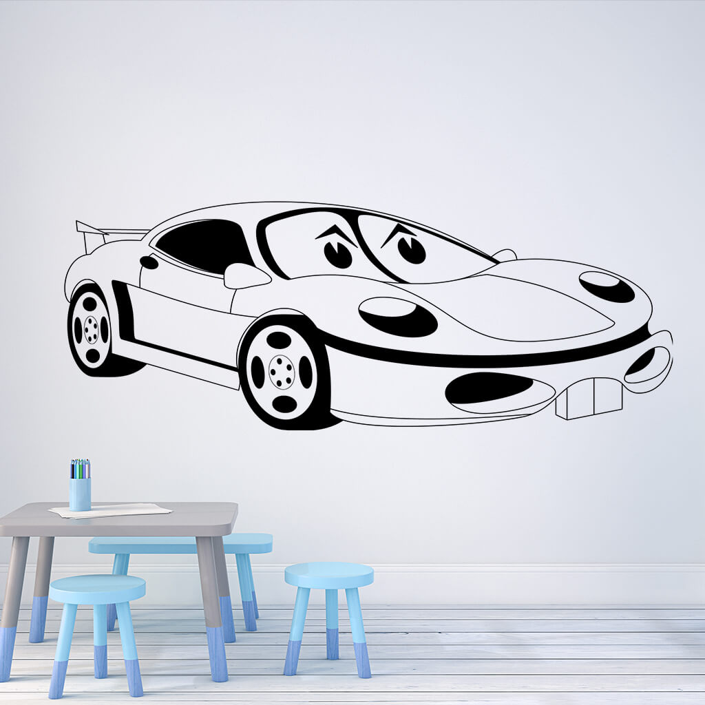Samolepka Detské autíčko Porsche Farba: černá, Veľkosť: 100 x 44 cm
