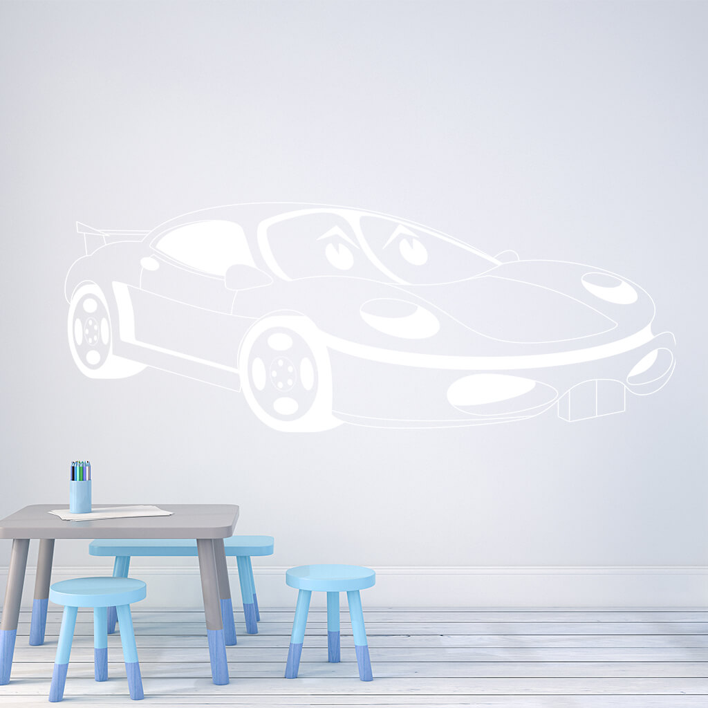 Samolepka Detské autíčko Porsche Farba: bílá, Veľkosť: 100 x 44 cm