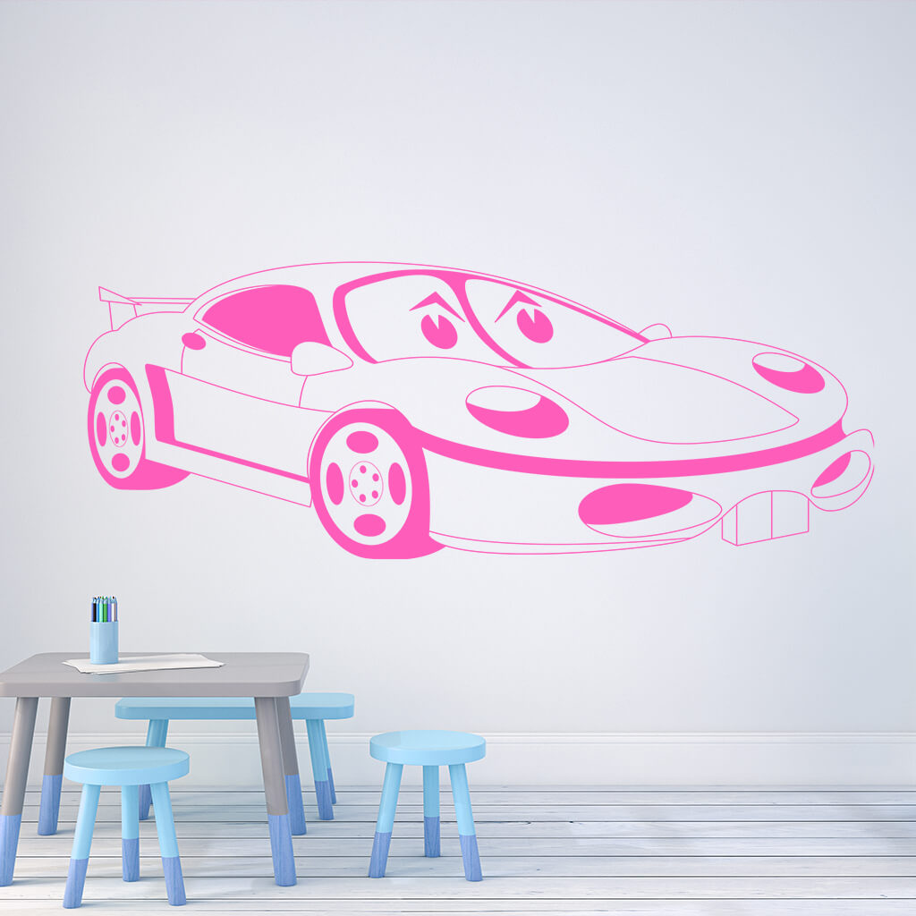 Samolepka Detské autíčko Porsche Farba: růžová, Veľkosť: 100 x 44 cm