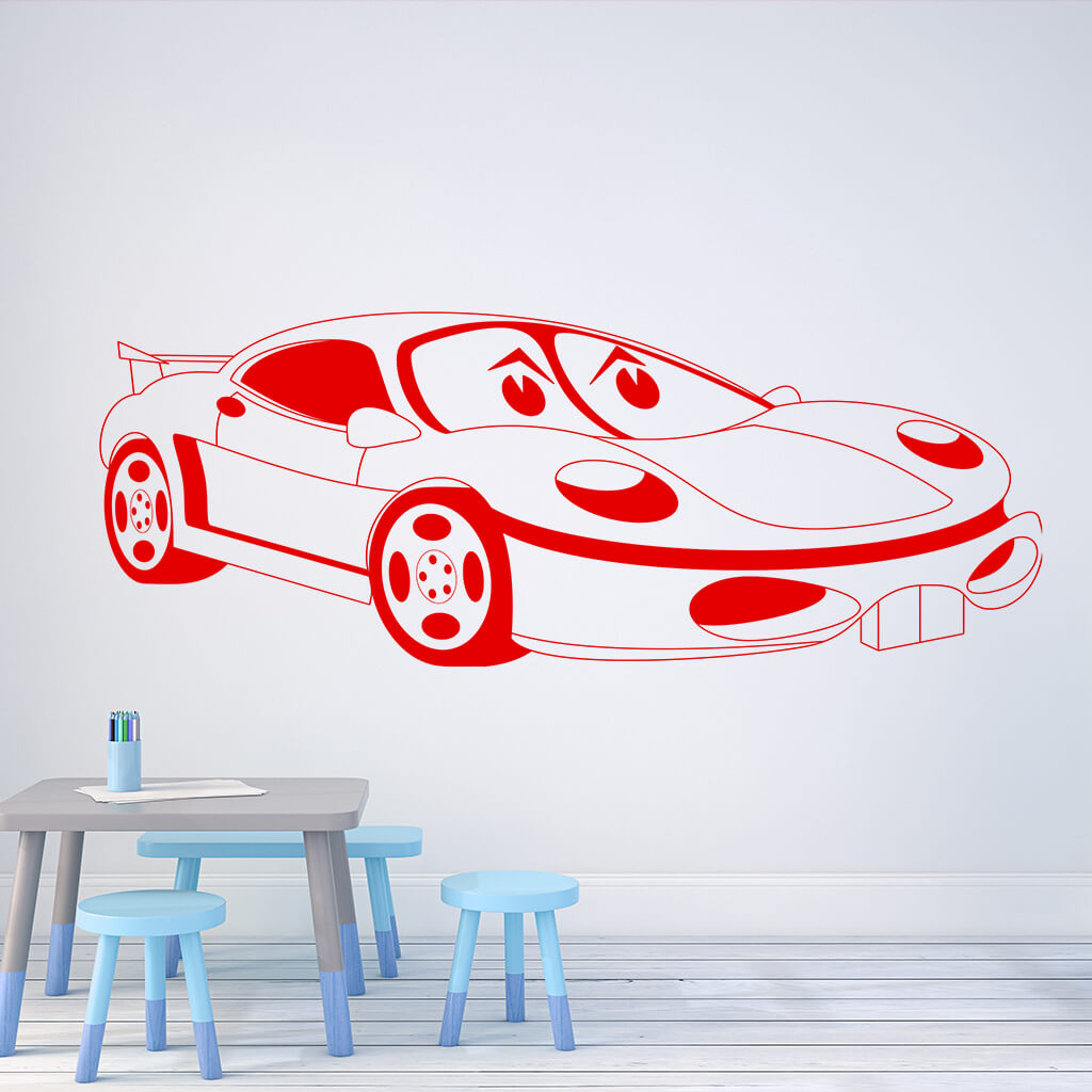 Samolepka Detské autíčko Porsche Farba: červená, Veľkosť: 100 x 44 cm