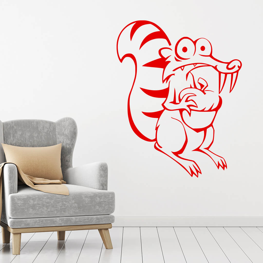 Samolepka Veverička Scrat Farba: červená, Veľkosť: 100 x 79 cm
