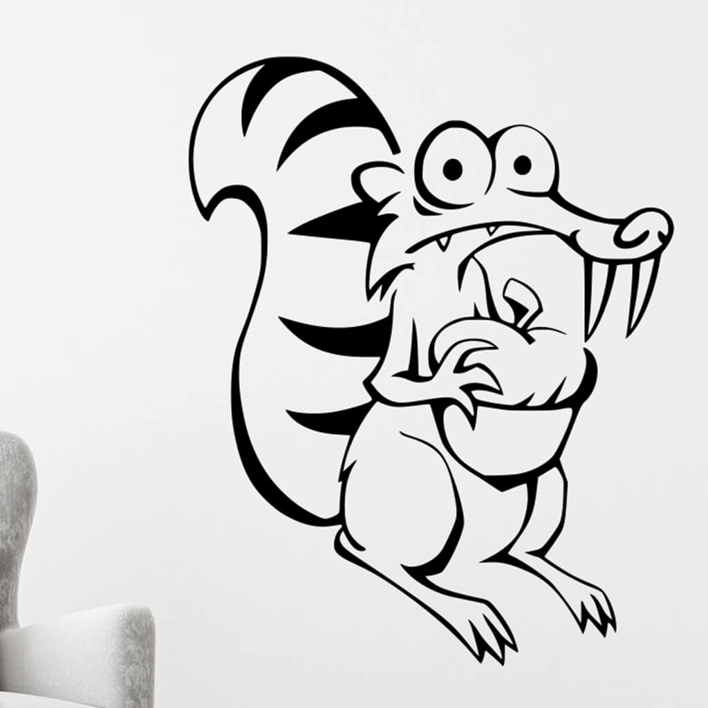 Samolepka Veverička Scrat Farba: černá, Veľkosť: 100 x 79 cm