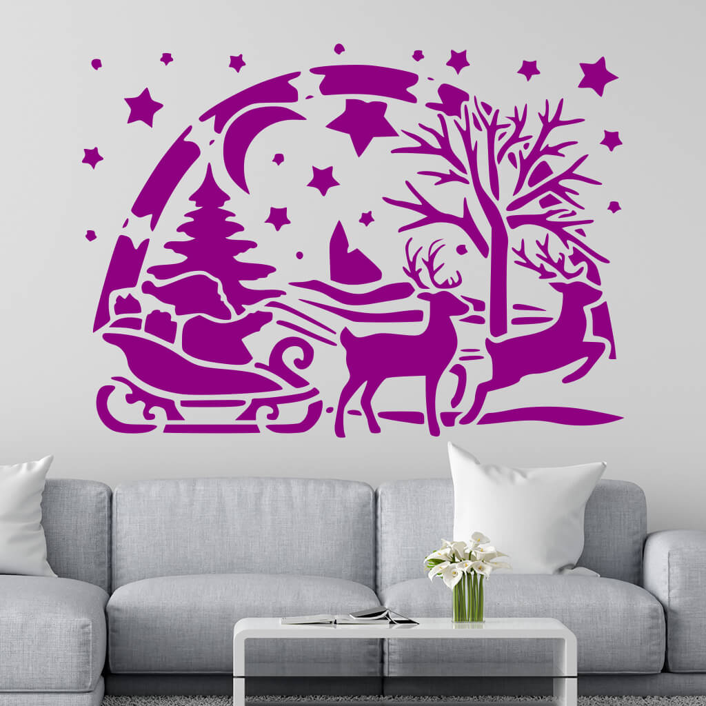 Samolepka Santa Claus Farba: fialová, Veľkosť: 60 x 43 cm